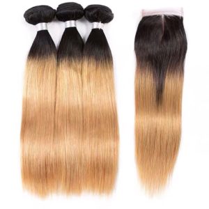 3 bundles Straight hair with closure [100% virgin hair]remy hairstyle360