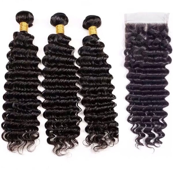 Deep Wave Peruvian Hair [Weave Bundle] with Free closure-hairstyle360