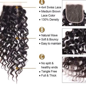 12a Water Wave Brazilian Hair With Closure