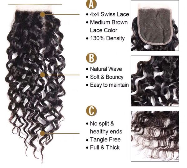 Water Wave Brazilian Hair With Closure[12a grade] remy