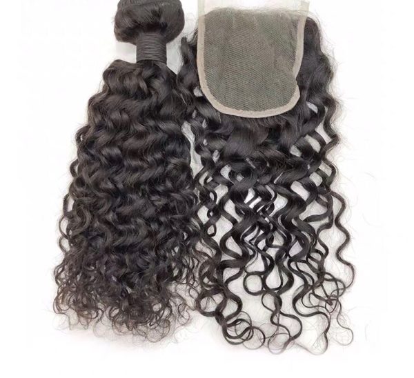 Hairstyle360 12a Deep Curl Wave Brazilian Virgin Human Hair Lace +Closure