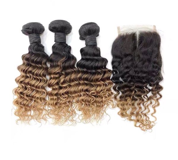 10a Deep Wave Brazilian Virgin Human Hair +Closure