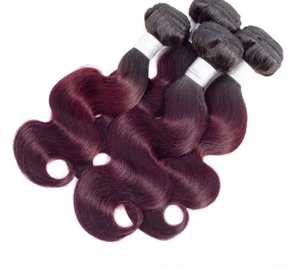 Wine Colour Peruvian Virgin Hair+Lace Frontal 1