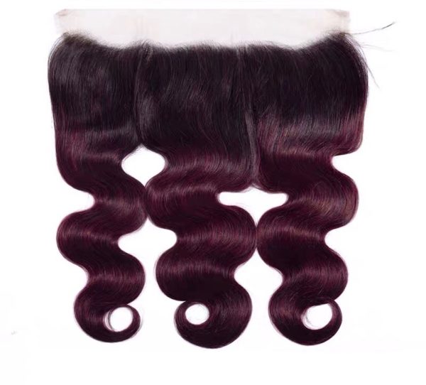 Wine Colour Peruvian Virgin Hair+Lace Frontal 2