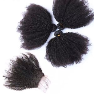 Hairstyle360 10a Afro Kinky Curl Brazilian Human Hair+frontal