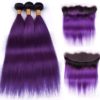 Hairstyle360 10a Purple Coloured Straight Peruvian Human Hair + Frontal(set piece)