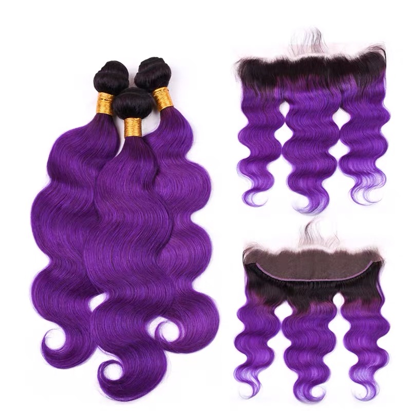 Purple Body Wave Peruvian Hair Free Frontal[bundle] 100 Human Hair