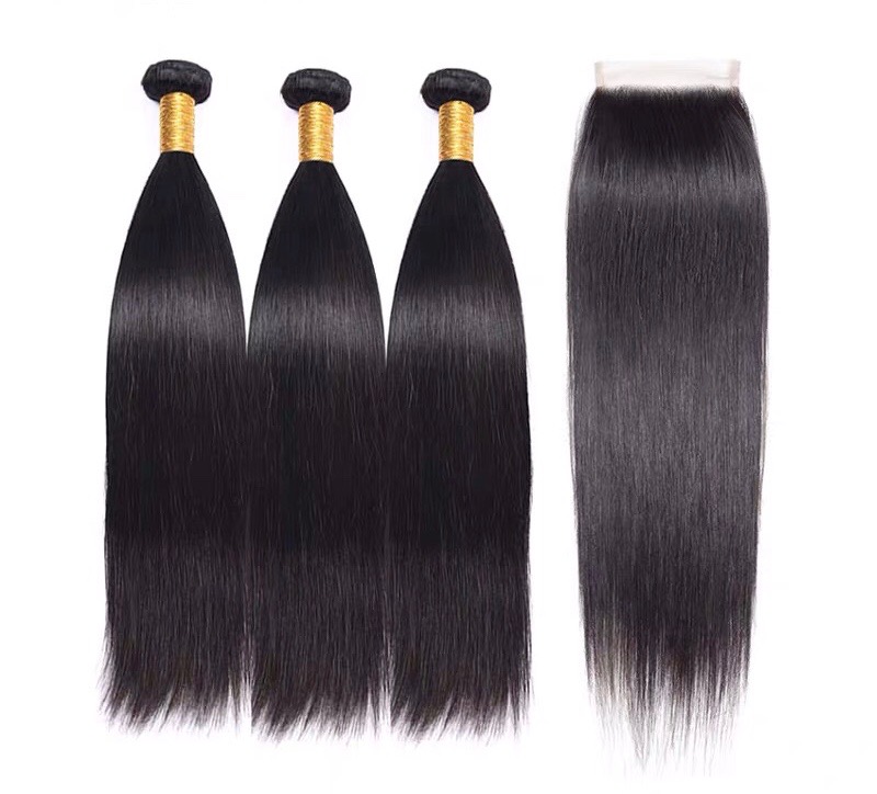 Top 12a Quality Straight Peruvian Hair Bundle With Closure