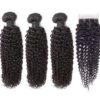 12A Afro Kinky Curl Brazilian Virgin Human Hair With Closure