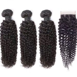 12A Afro Kinky Curl Brazilian Hair With Closure