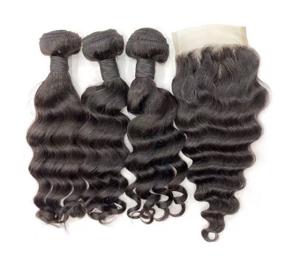 12A Loose Deep Wave Brazilian Virgin Human Hair With Closure