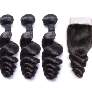 12A Loose Wave Brazilian Virgin Human Hair With 4*4 Closure