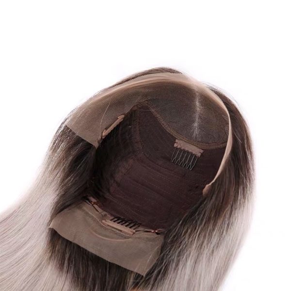 Ombre Color T1B/Grey Front Lace Human Hair Bob Wig Baby Hair