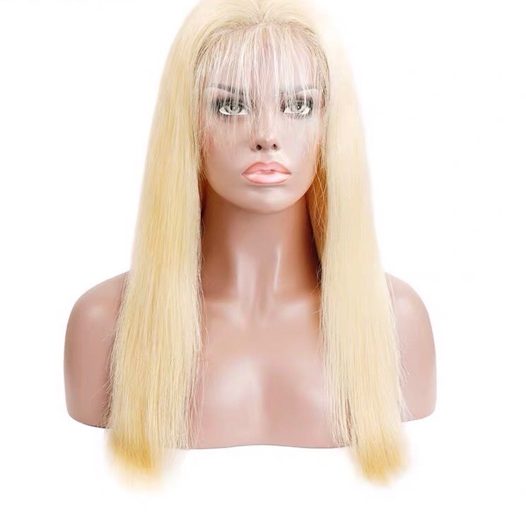 Straight Blonde Brazilian Vrigin Lace Front Human Hair Wig