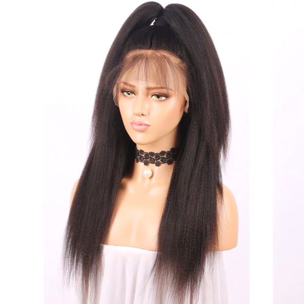 Brazilian Yaki Kinky Straight Human Hair Full Lace Wig