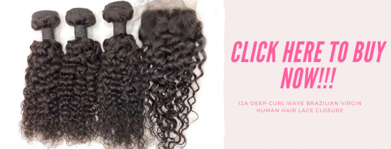 12a deep-curl wave Brazilian virgin human hair lace closure