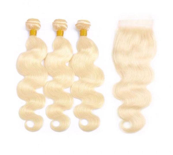 Peruvian Body Wave 613 Blonde Bundle With Closure[100% Human Hair]