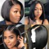 Straight Short Bob Wigs Pre-Plucked Lace Front Wig